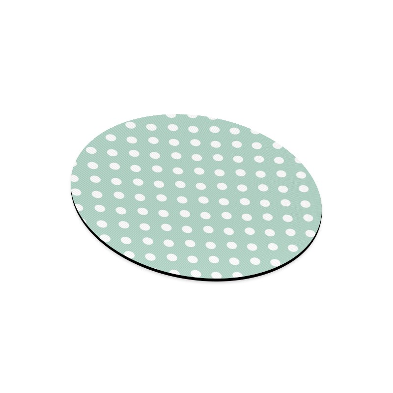 Aqua Polka Dots Round Mousepad