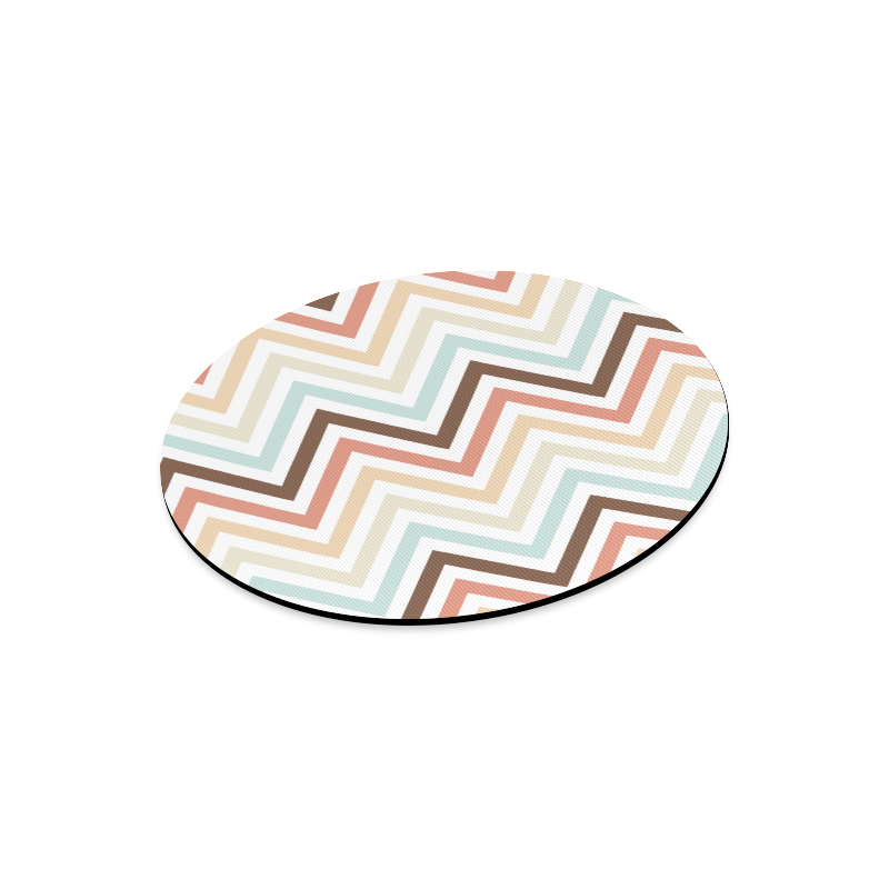 Choco Latte Chevron Round Mousepad