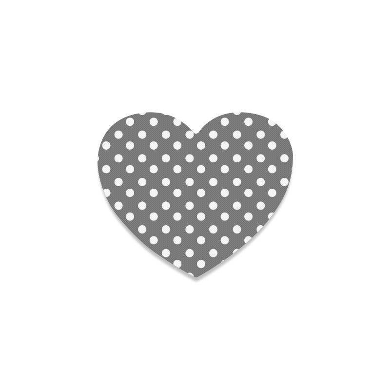 Gray Polka Dots Heart Coaster