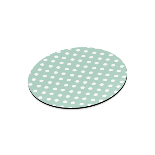 Aqua Polka Dots Round Mousepad