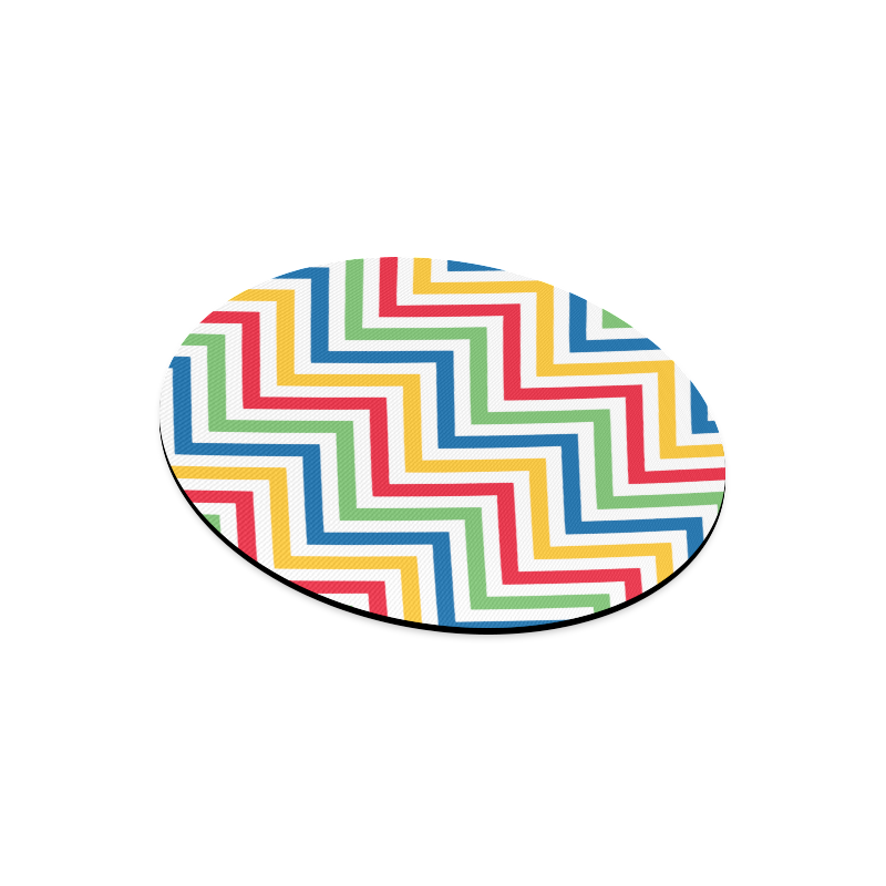 Green Red Chevron Round Mousepad