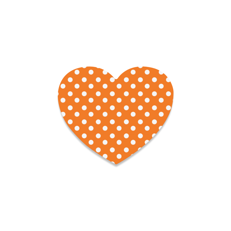 Orange Polka Dots Heart Coaster