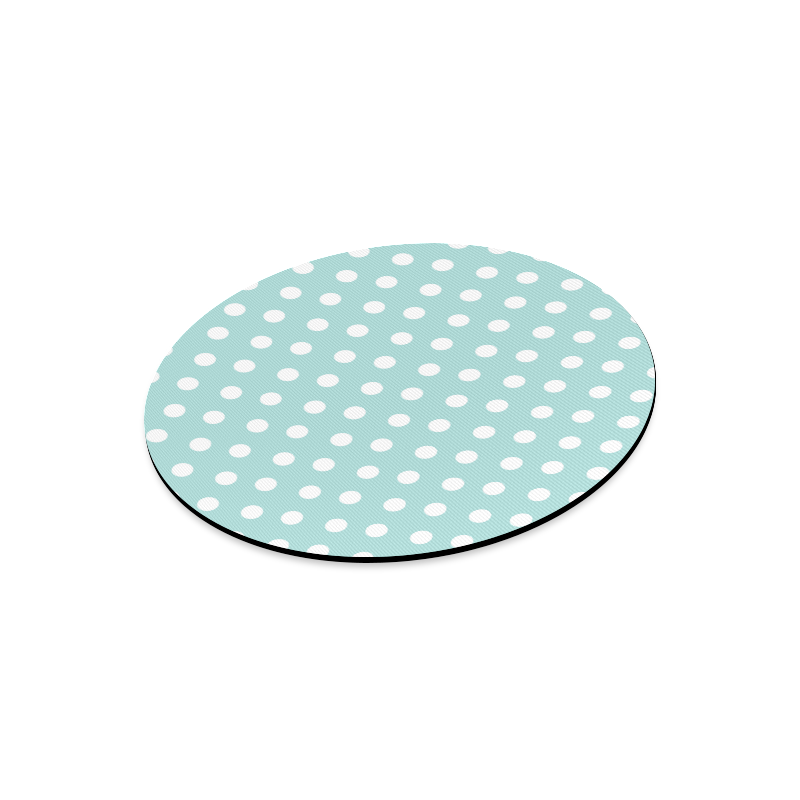 Light Blue Polka Dots Round Mousepad