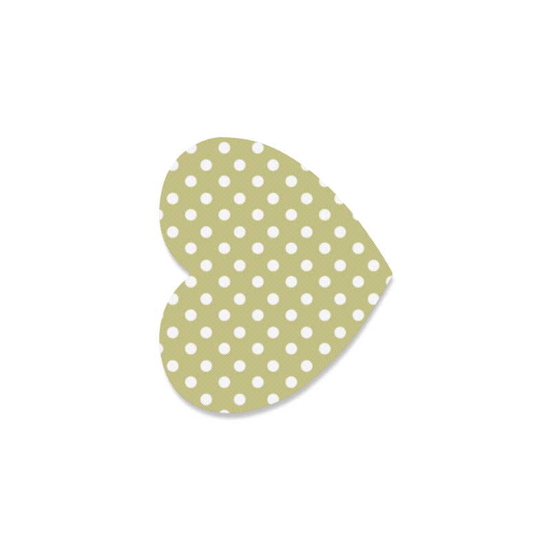 Olive Polka Dots Heart Coaster