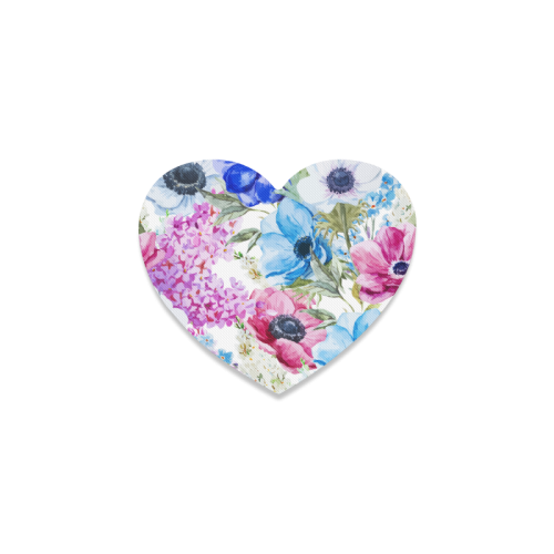 Watercolor Floral Pattern Heart Coaster