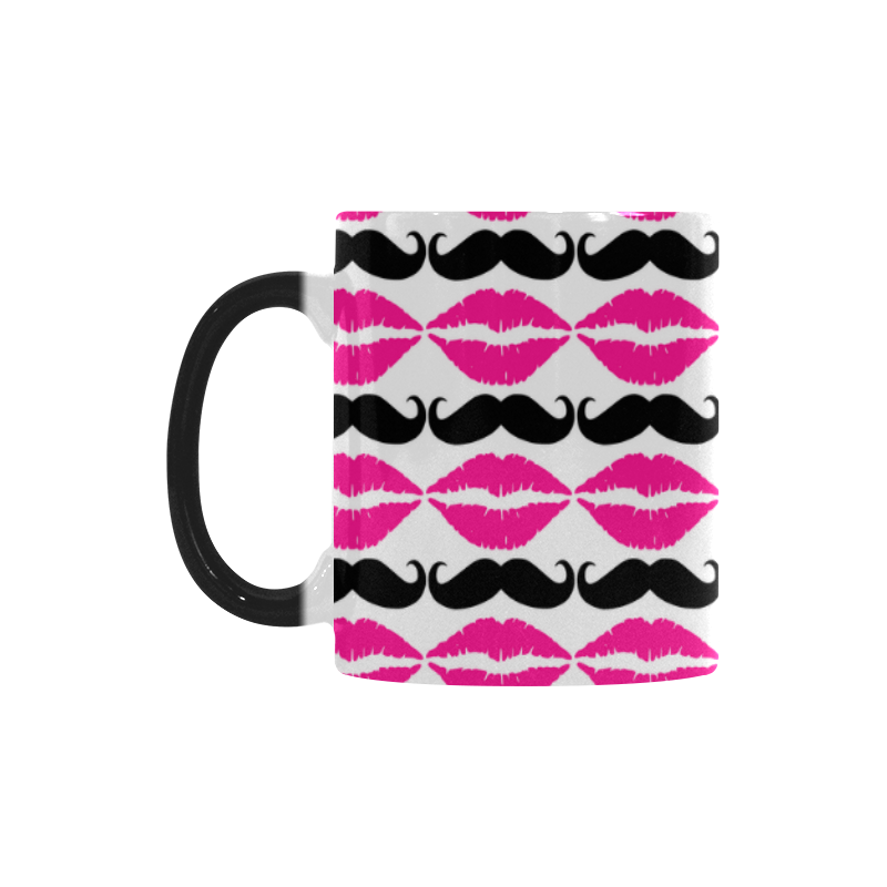 Pink and Black Hipster Mustache and Lips Custom Morphing Mug