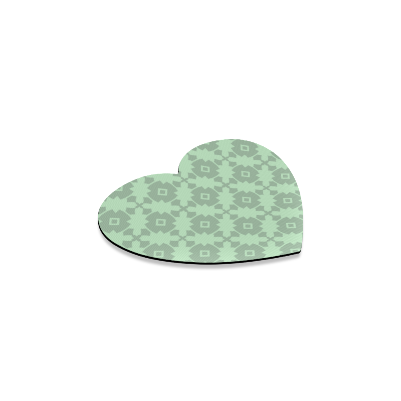 Mint Green Geometric Tile Pattern Heart Coaster