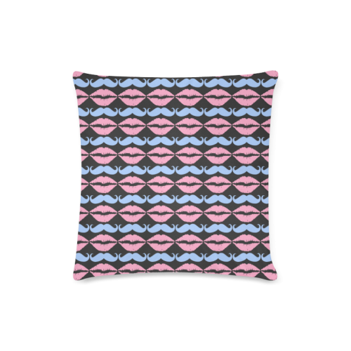 Girly Pink Hipster Mustache and Lips Custom Zippered Pillow Case 16"x16" (one side)