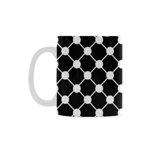 Black and White Trellis Dots White Mug(11OZ)