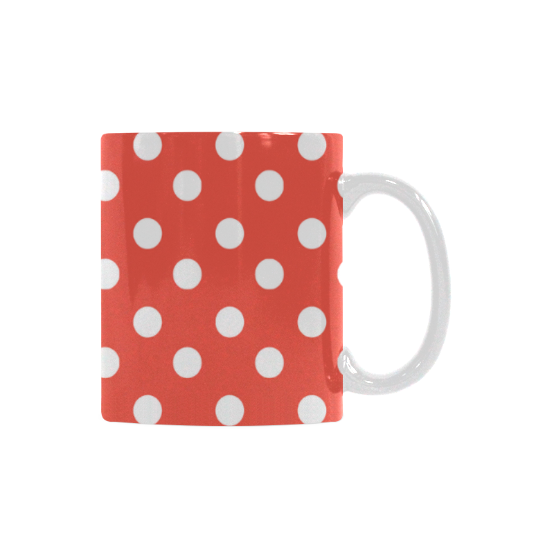 Orange Red Polka Dots White Mug(11OZ)