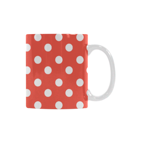 Orange Red Polka Dots White Mug(11OZ)