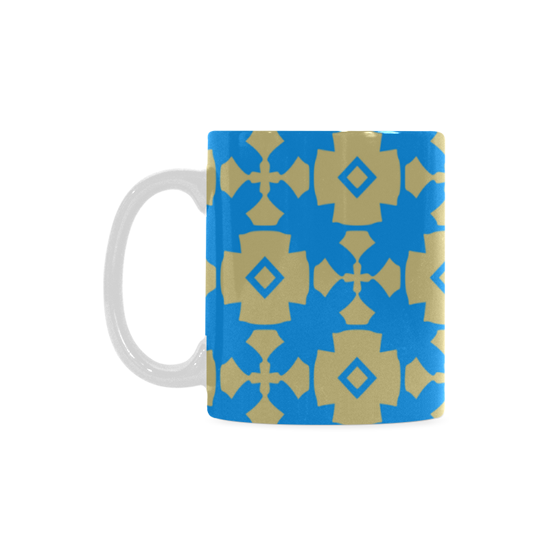 Blue Gold Geometric White Mug(11OZ)