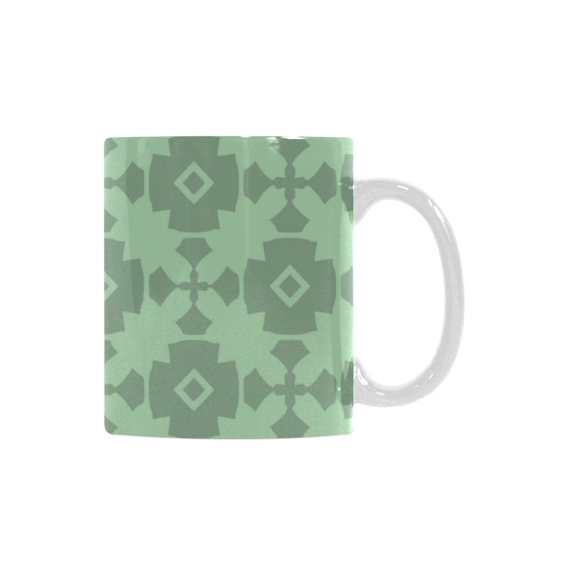 Mint Green Geometric Tile Pattern White Mug(11OZ)
