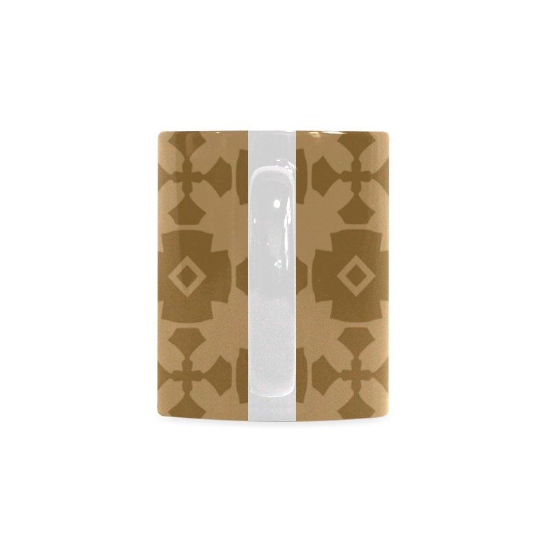 Dark tan Geometric Tile Pattern White Mug(11OZ)