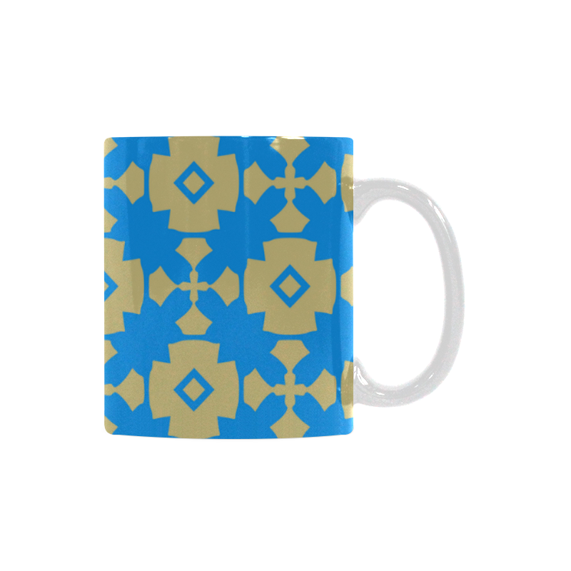 Blue Gold Geometric White Mug(11OZ)