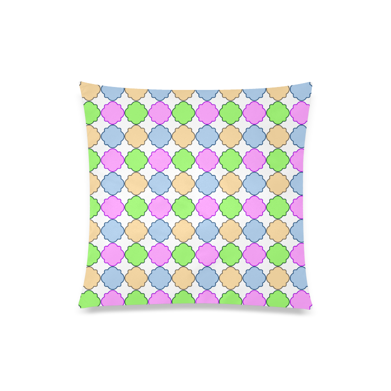 Bright Pastel Geometric Quatrefoil Custom Zippered Pillow Case 20"x20"(One Side)