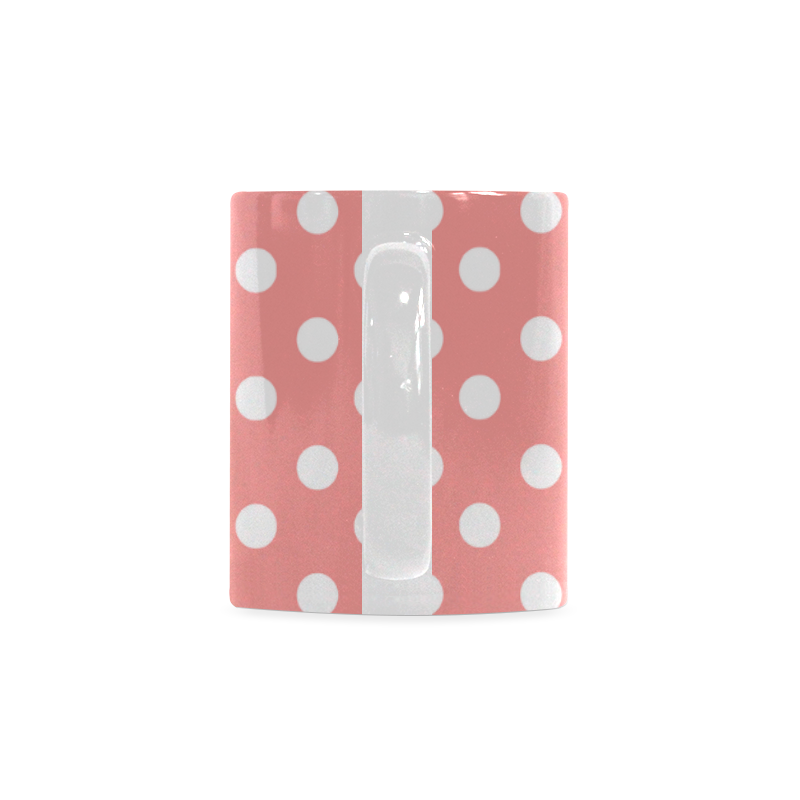 Coral Pink Polka Dots White Mug(11OZ)