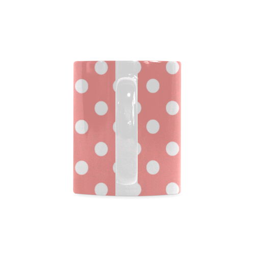 Coral Pink Polka Dots White Mug(11OZ)