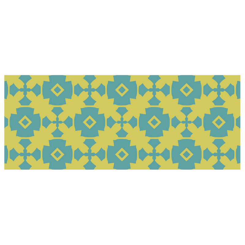 Yellow Teal Geometric Tile Pattern White Mug(11OZ)