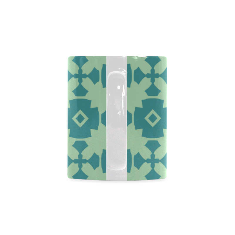 Teal Mint Geometric Tile Pattern White Mug(11OZ)