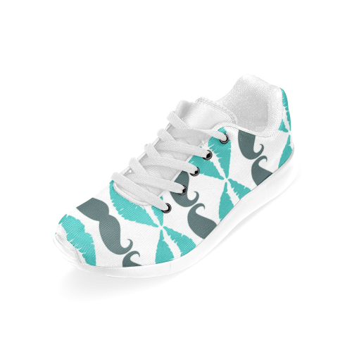 Teal Hipster Mustache and Lips Men’s Running Shoes (Model 020)