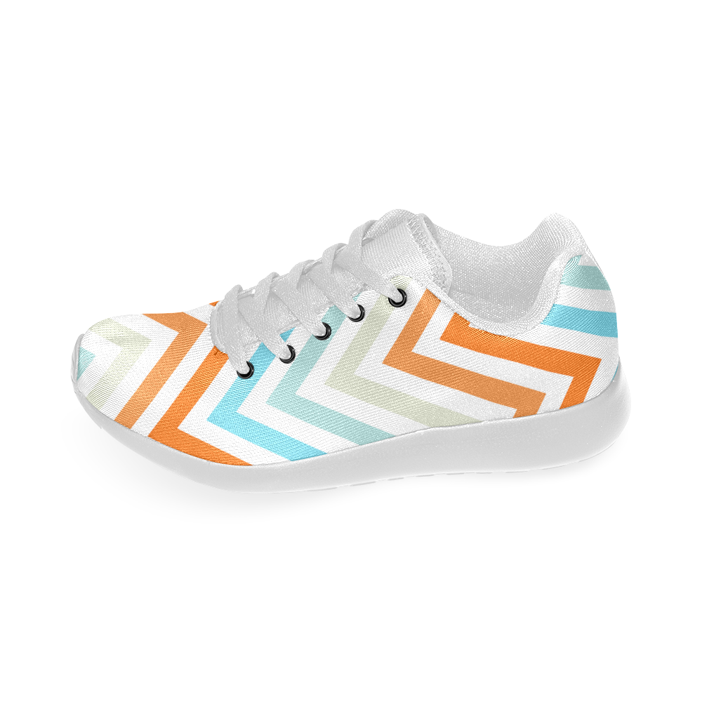 Aqua Orange Chevron Men’s Running Shoes (Model 020)