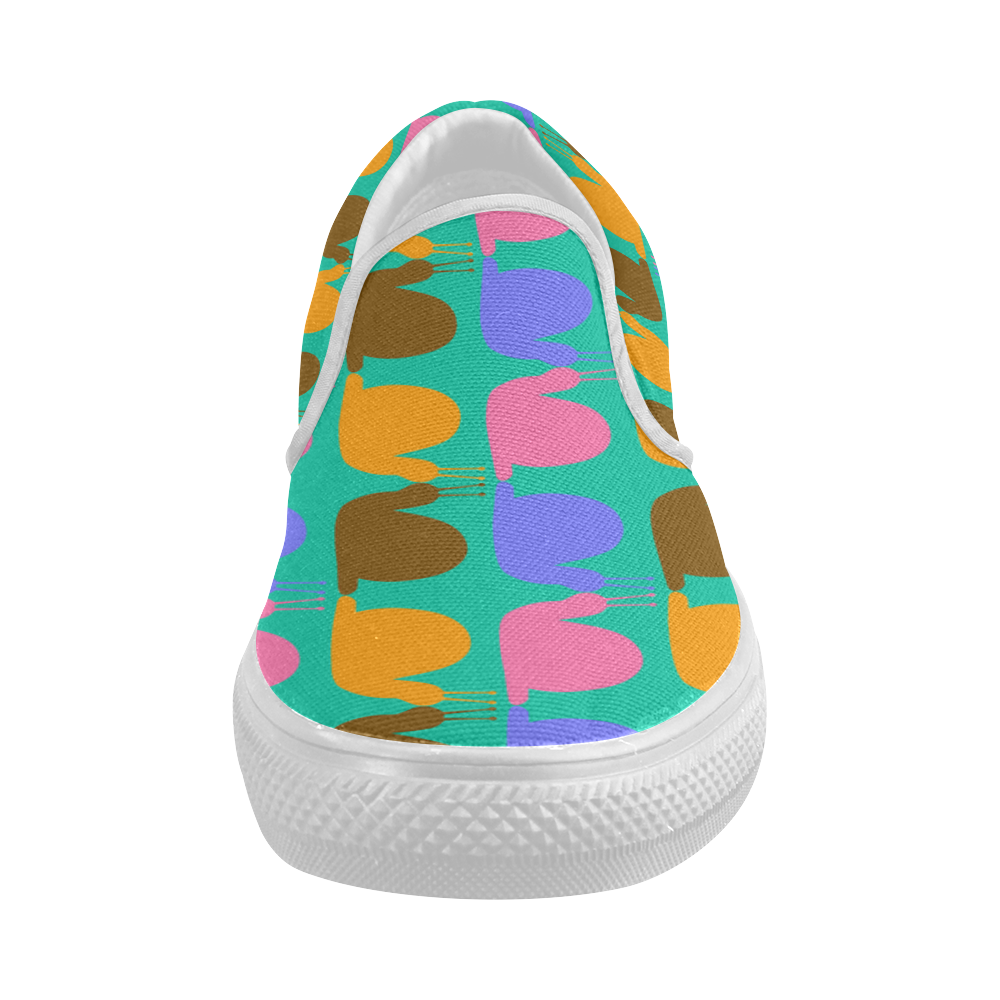 Whimsical Neon Snails Pattern Women's Slip-on Canvas Shoes (Model 019)