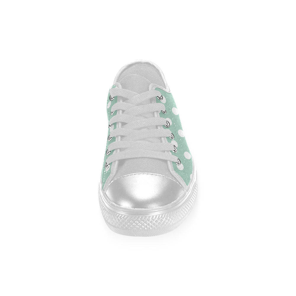 Aqua Polka Dots Women's Classic Canvas Shoes (Model 018)