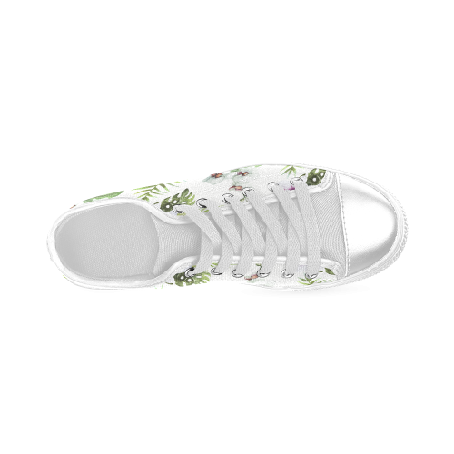 Tropical Hibiscus and Palm Leaves Women's Classic Canvas Shoes (Model 018)