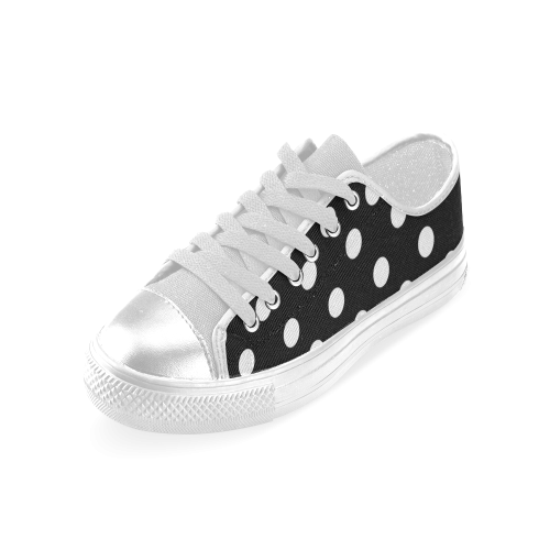 Black Polka Dots Women's Classic Canvas Shoes (Model 018)