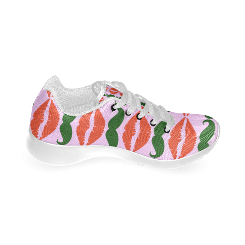 Red and Green Hipster Mustache and Lips Women’s Running Shoes (Model 020)