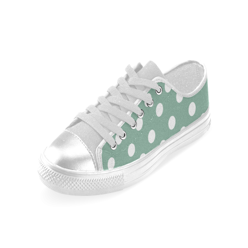 Mint Polka Dots Women's Classic Canvas Shoes (Model 018)
