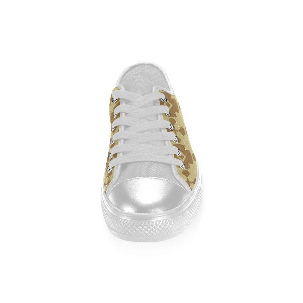 Earth Gold geometric Women's Classic Canvas Shoes (Model 018)