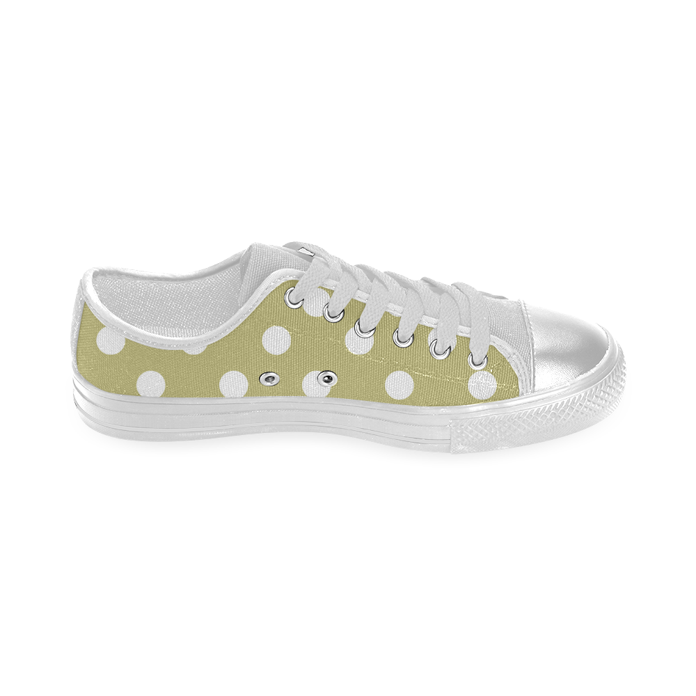 Olive Polka Dots Women's Classic Canvas Shoes (Model 018)