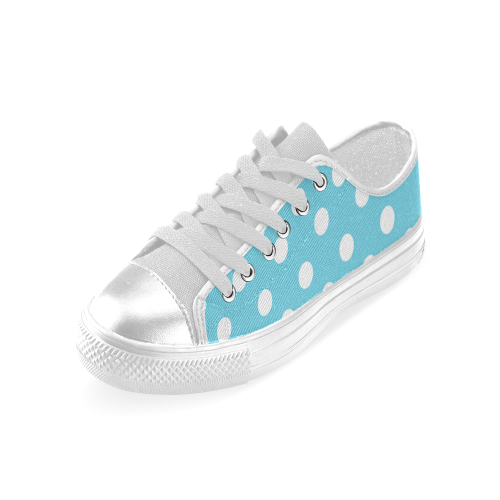 Cyan Polka Dots Women's Classic Canvas Shoes (Model 018)