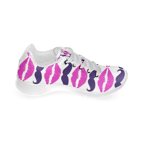 Hot Pink Hipster Mustache and Lips Women’s Running Shoes (Model 020)