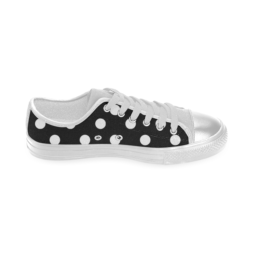 Black Polka Dots Women's Classic Canvas Shoes (Model 018)