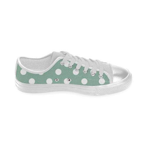 Mint Polka Dots Women's Classic Canvas Shoes (Model 018)