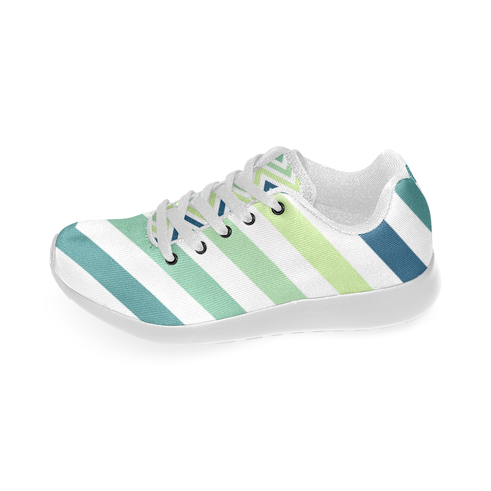 Teal Blue Mint Chevron Women’s Running Shoes (Model 020)