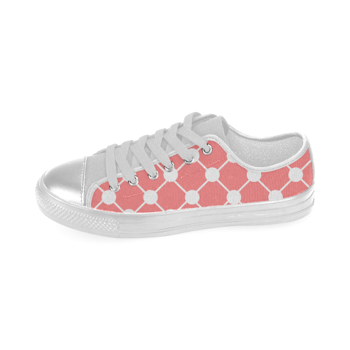 Coral Trellis Dots Women's Classic Canvas Shoes (Model 018)
