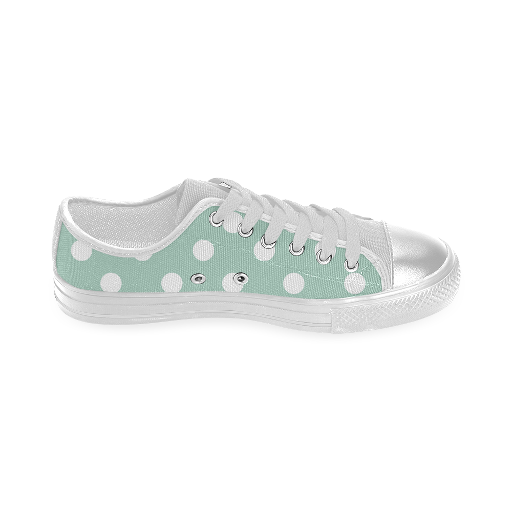 Aqua Polka Dots Women's Classic Canvas Shoes (Model 018)