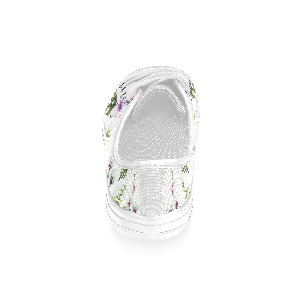 Tropical Hibiscus and Palm Leaves Women's Classic Canvas Shoes (Model 018)