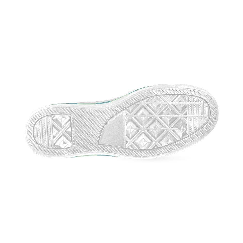 Teal Mint Geometric Tile Pattern Women's Classic Canvas Shoes (Model 018)