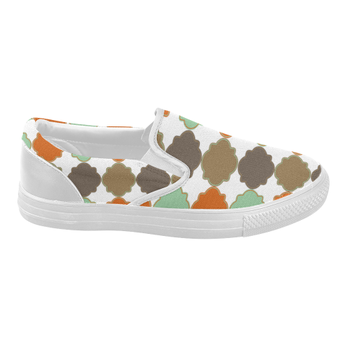 Colorful Quatrefoil Trellis Pattern Women's Slip-on Canvas Shoes (Model 019)