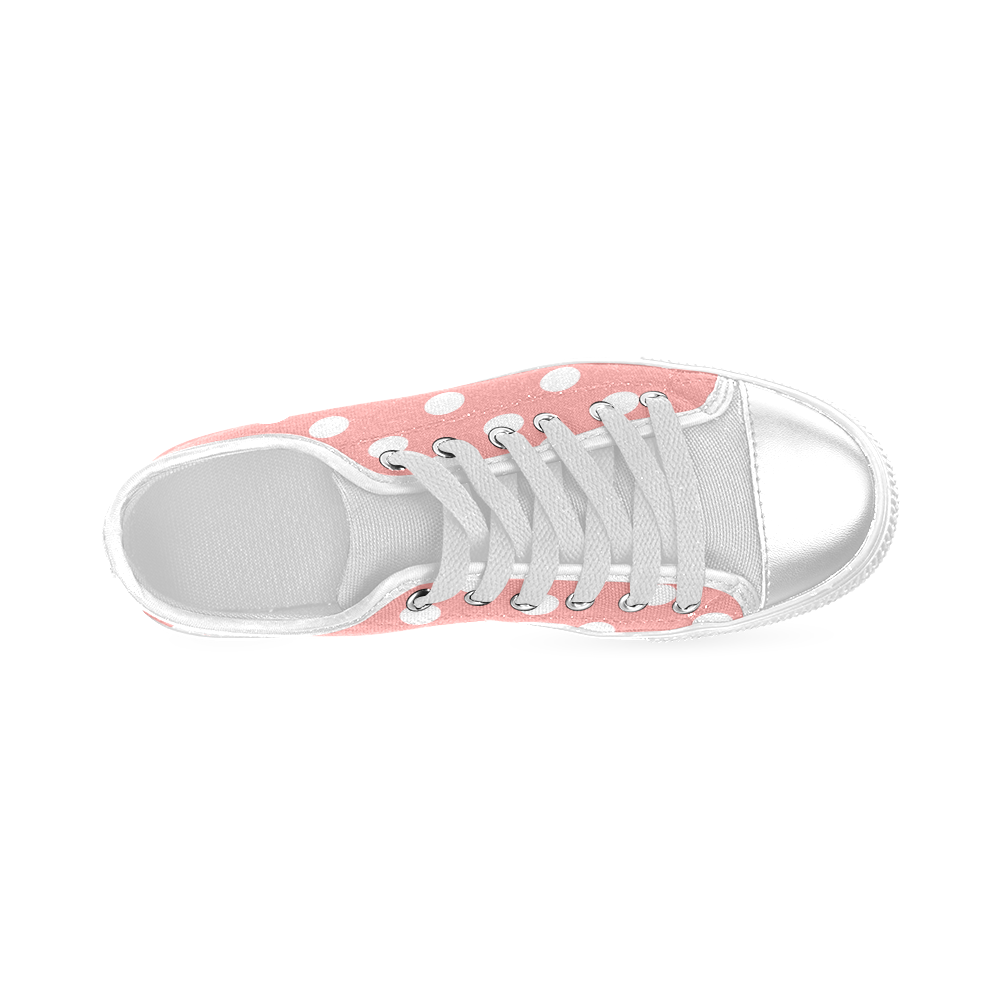 Coral Pink Polka Dots Women's Classic Canvas Shoes (Model 018)