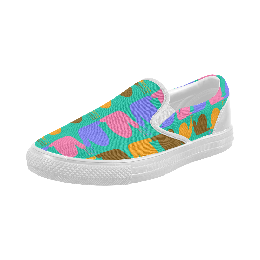 Whimsical Neon Snails Pattern Women's Slip-on Canvas Shoes (Model 019)