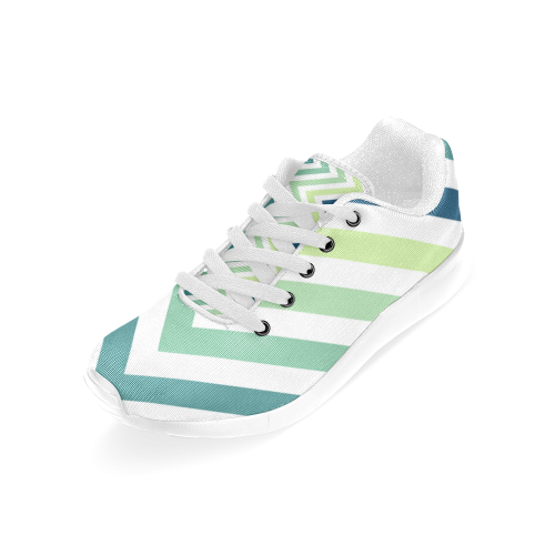 Teal Blue Mint Chevron Women’s Running Shoes (Model 020)
