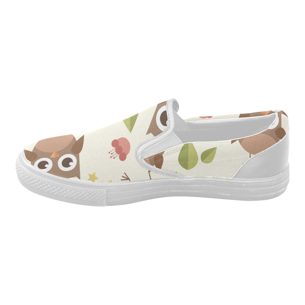 Modern Retro Owl Pattern Women's Slip-on Canvas Shoes (Model 019)