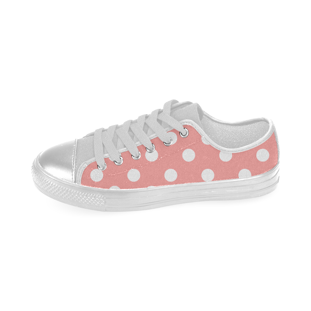 Coral Pink Polka Dots Women's Classic Canvas Shoes (Model 018)