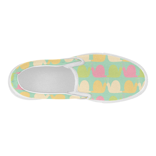 Pink and Lime Snails Pattern Women's Slip-on Canvas Shoes (Model 019)